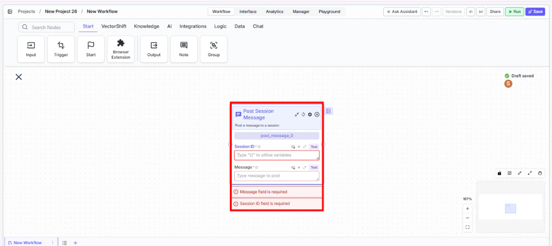 post message drag into canvas