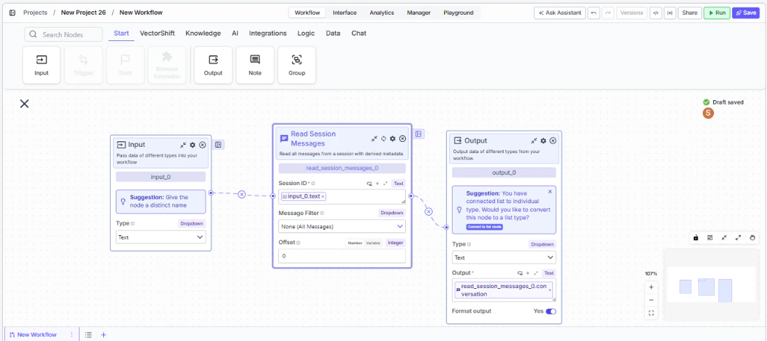 read session messages connect with nodes