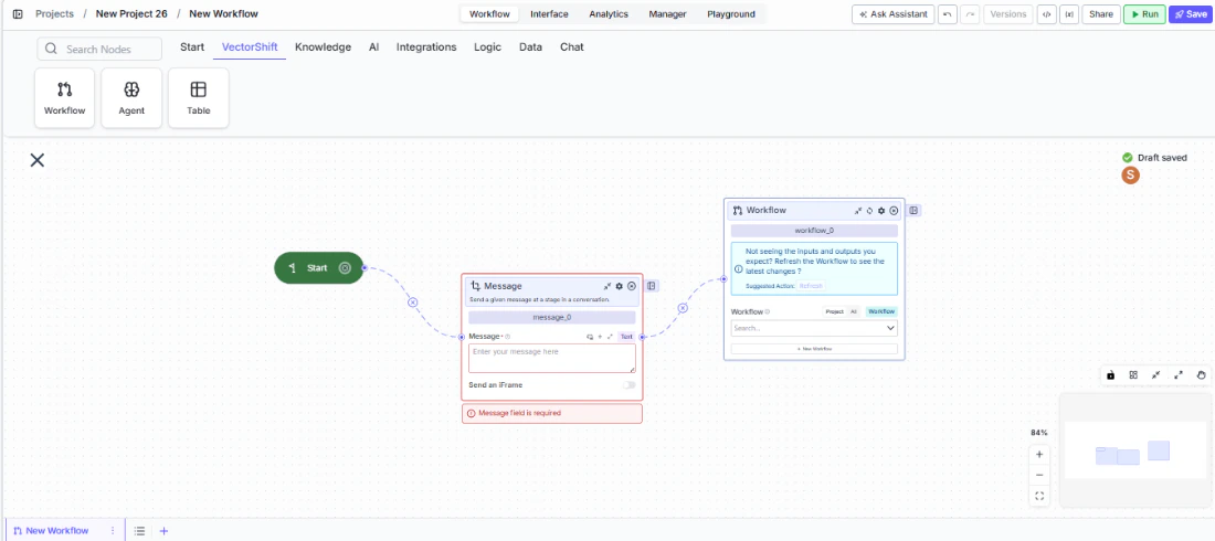 talk message connect with nodes