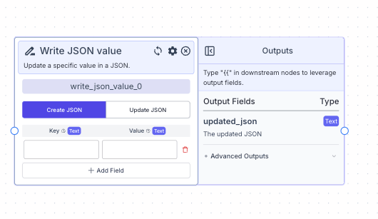 Write JSON Value Node - VectorShift