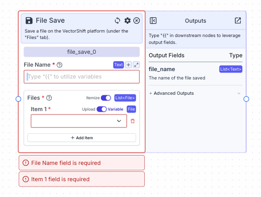 File Save Node - VectorShift