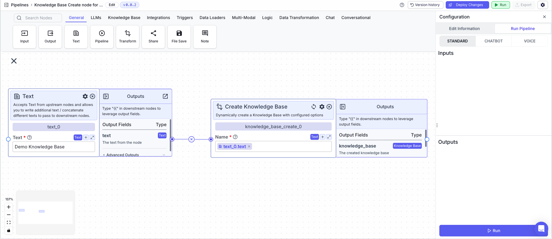 Create Knowledge Base Node - VectorShift