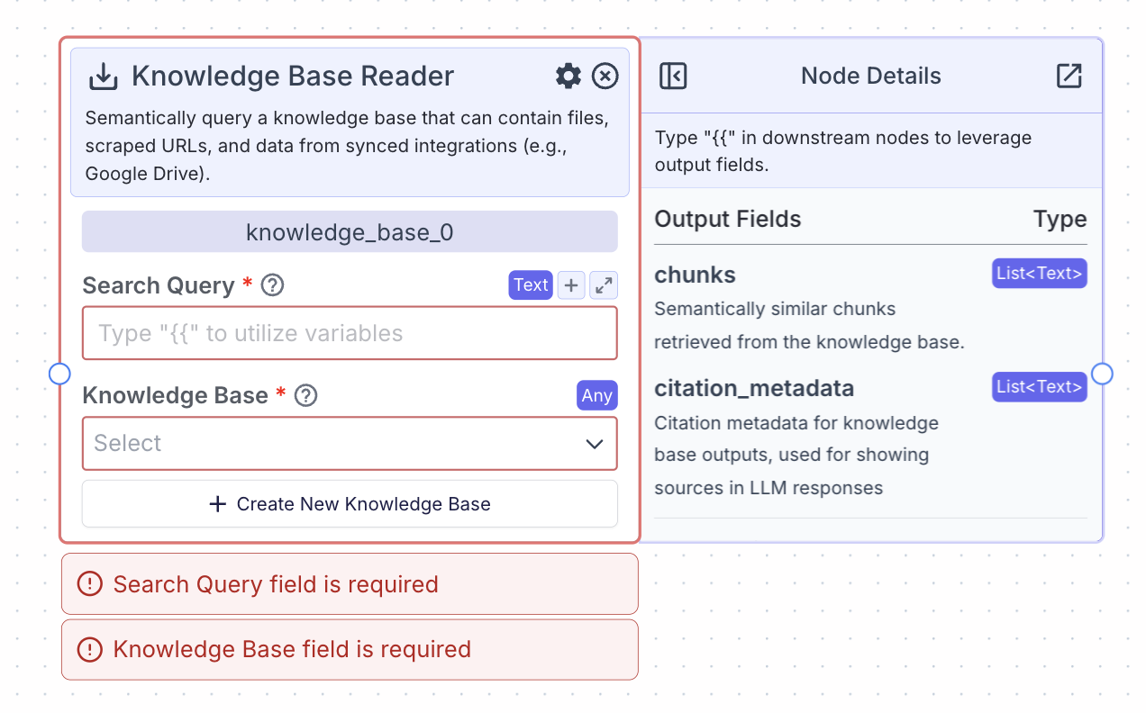 Knowledge Base Reader Node - VectorShift