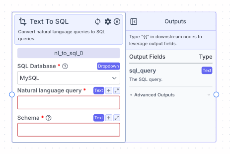 Text to SQL Node - VectorShift
