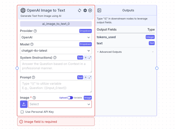 Image to Text Node - VectorShift