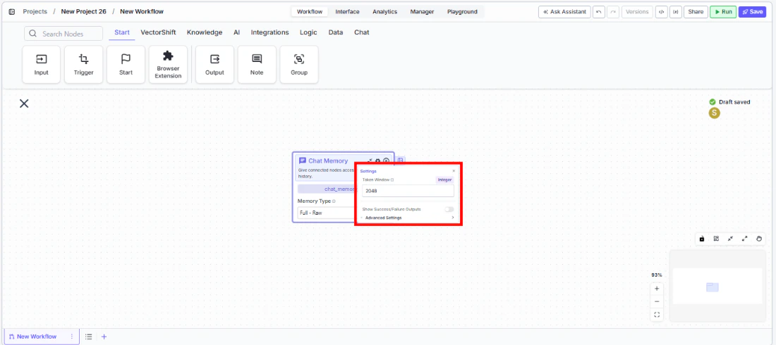chat memory settings