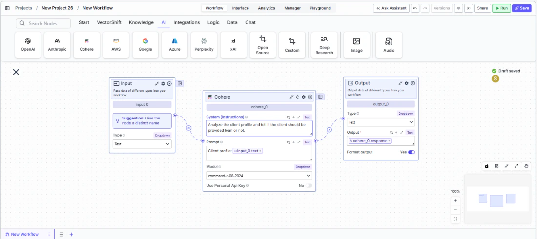 Cohere node connected to upstream and downstream nodes