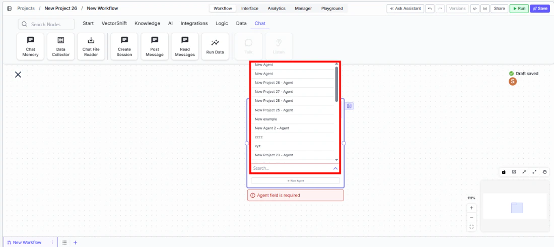 create session select agent
