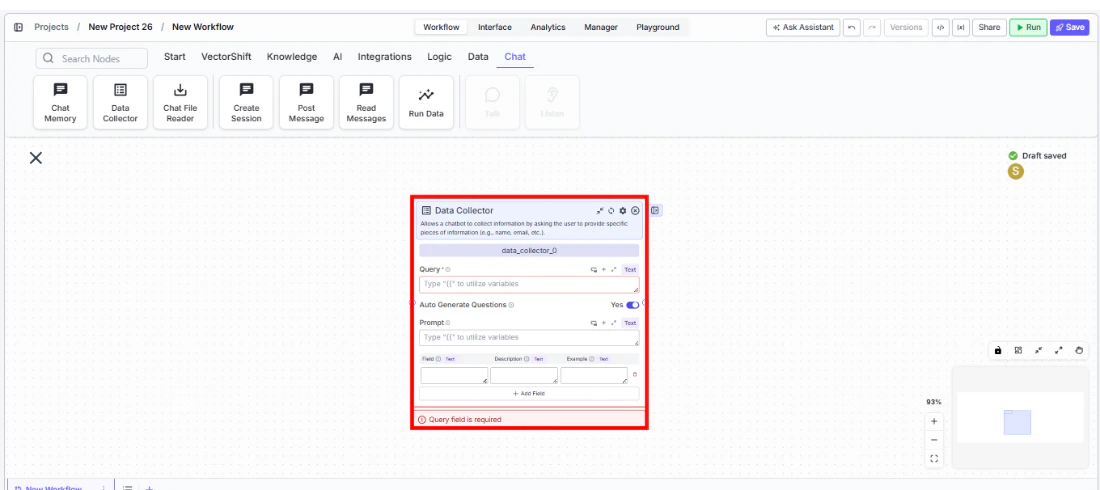 data collector drag into canvas