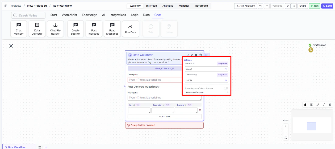data collector settings