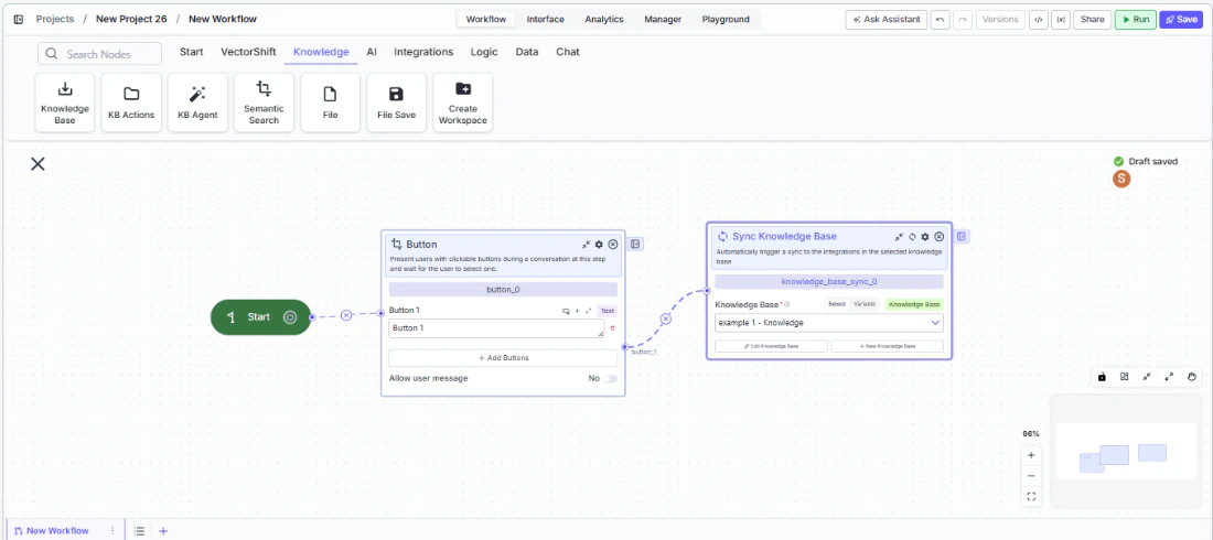listen button connect with nodes
