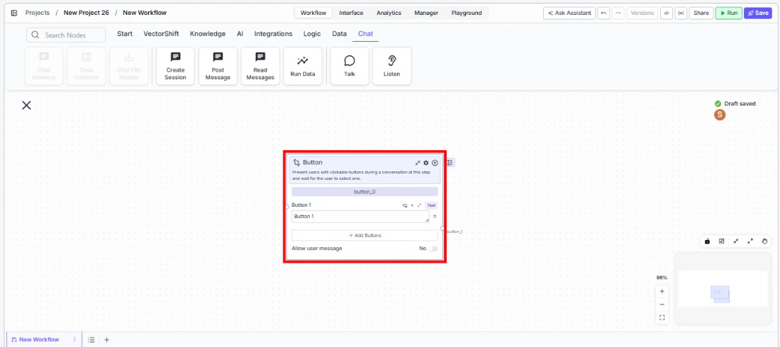 listen button drag into canvas