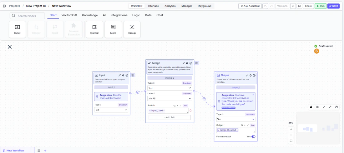Merge Join All node connected to input and output nodes