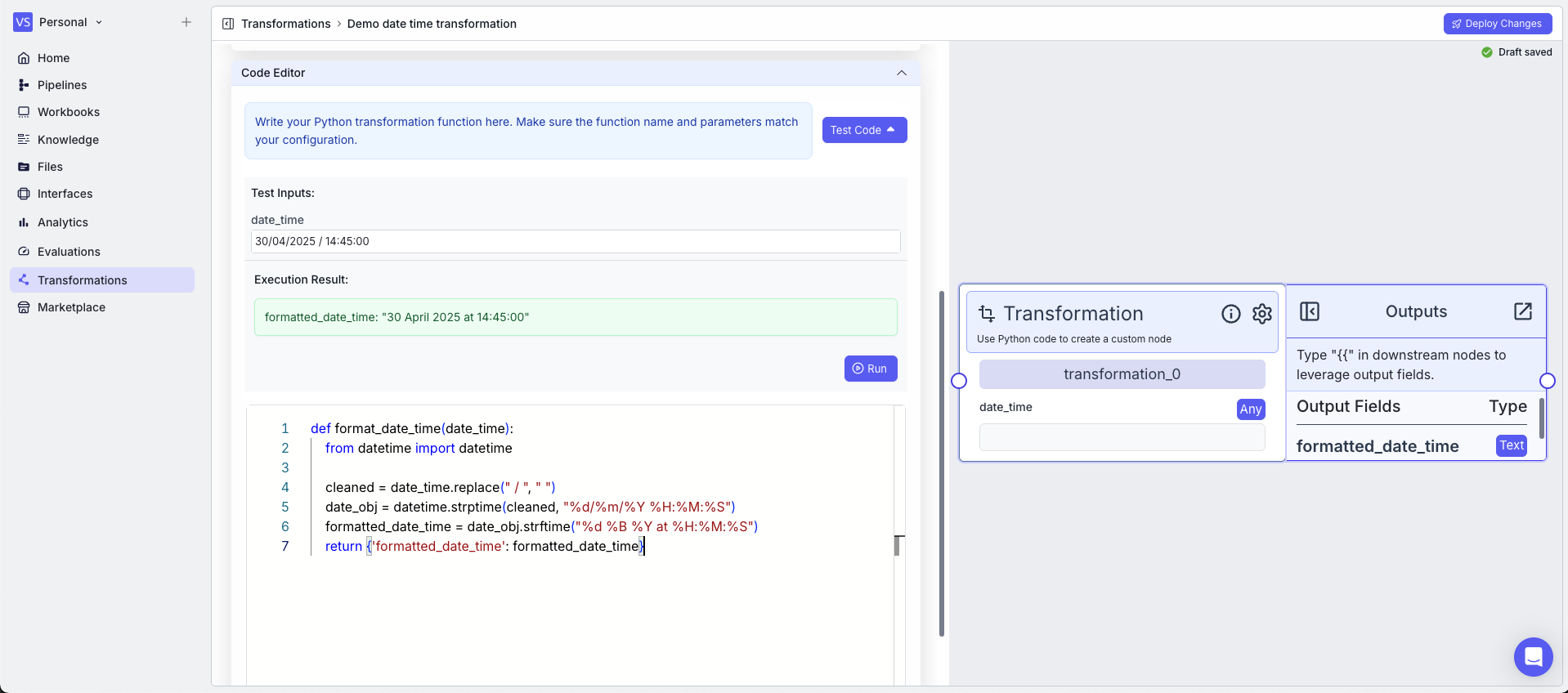 Transformation Example 1 Test