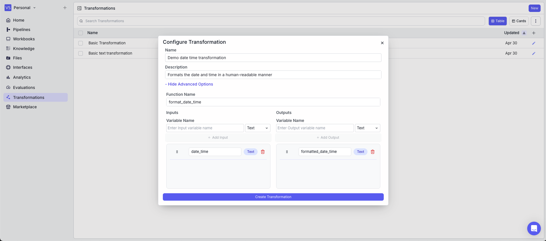 Transformation Example 1