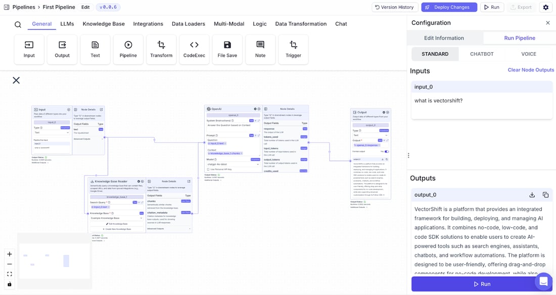Vector Shift Platform Quickstart - VectorShift