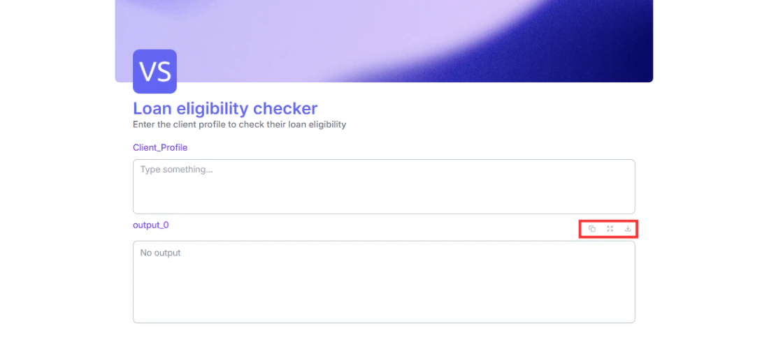 Form output showing download icons for different file formats