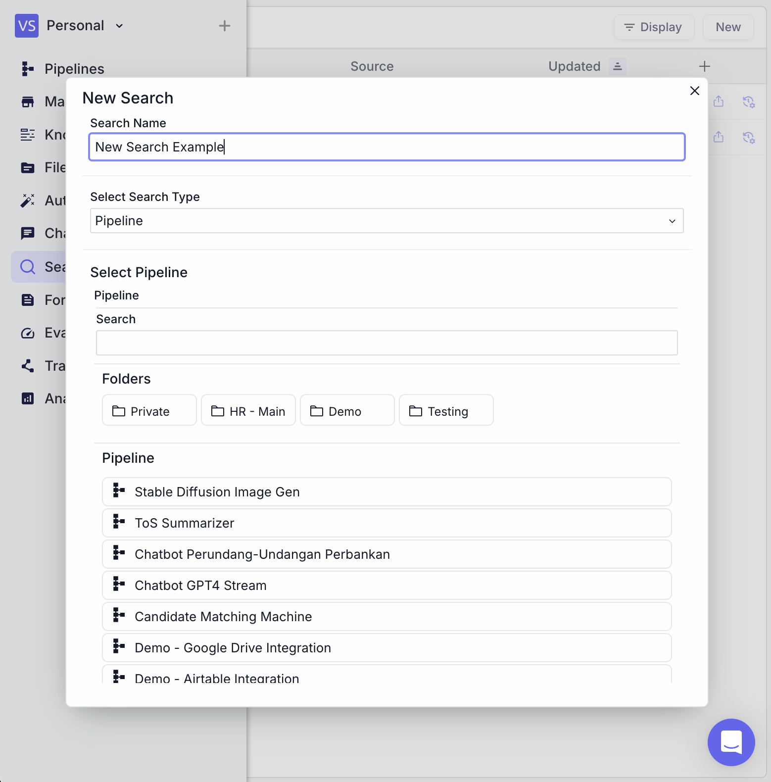 Create Search Interface