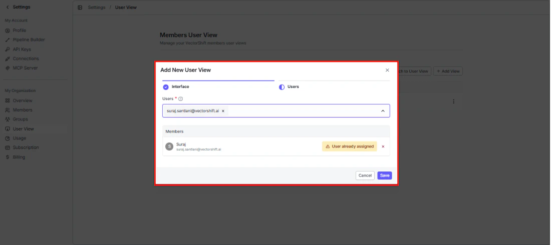 Add New User View - Users step