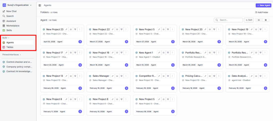 Build section in the deployed portal