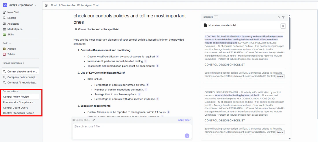 Conversation history in portal
