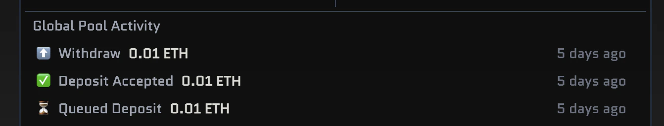 Approved deposit screen