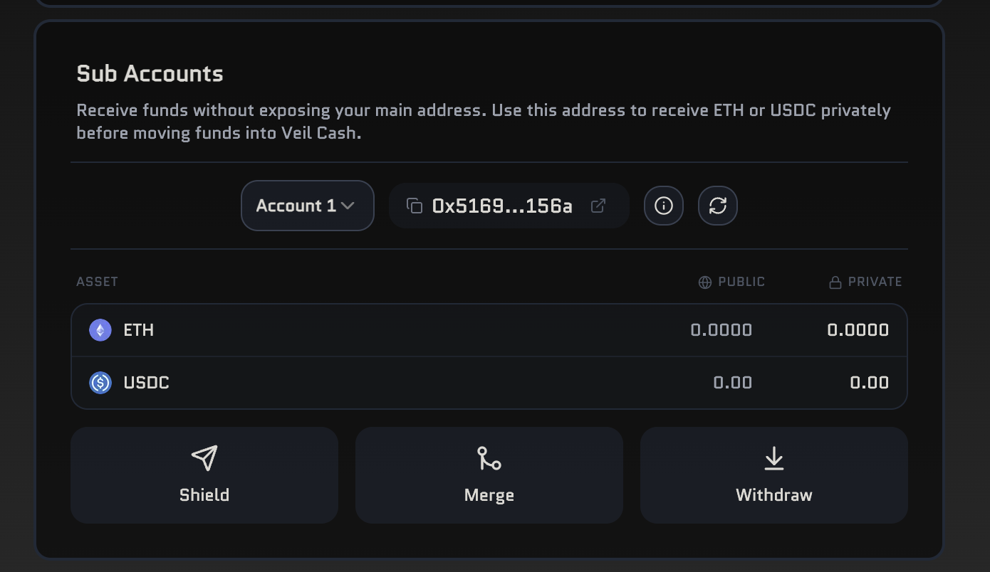Sub Accounts main view