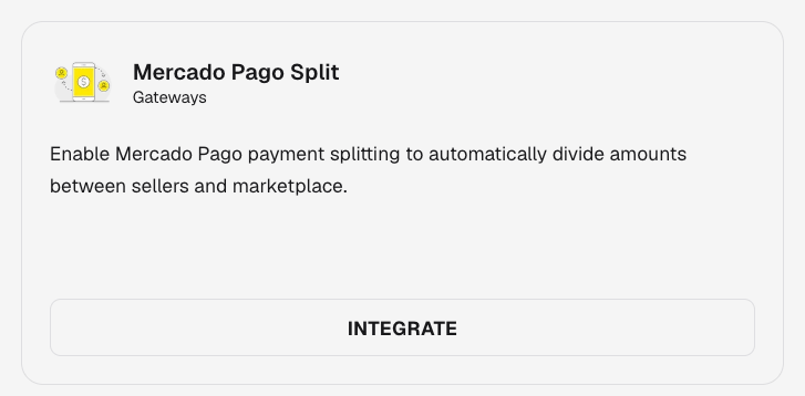 Card Mercado Pago Split com botão INTEGRATE