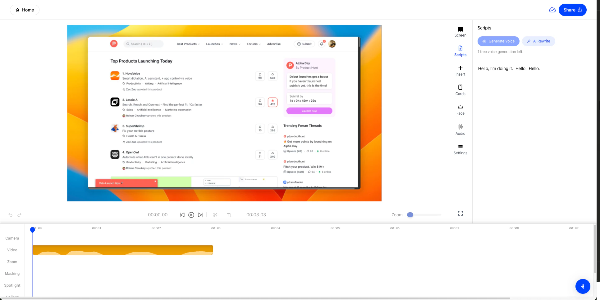 Script review in editor Scripts panel
