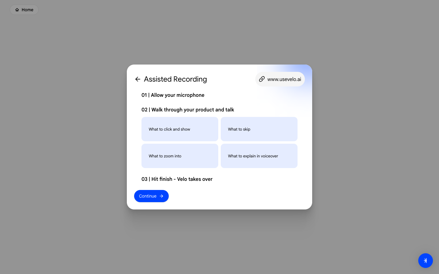 Narrate walkthrough