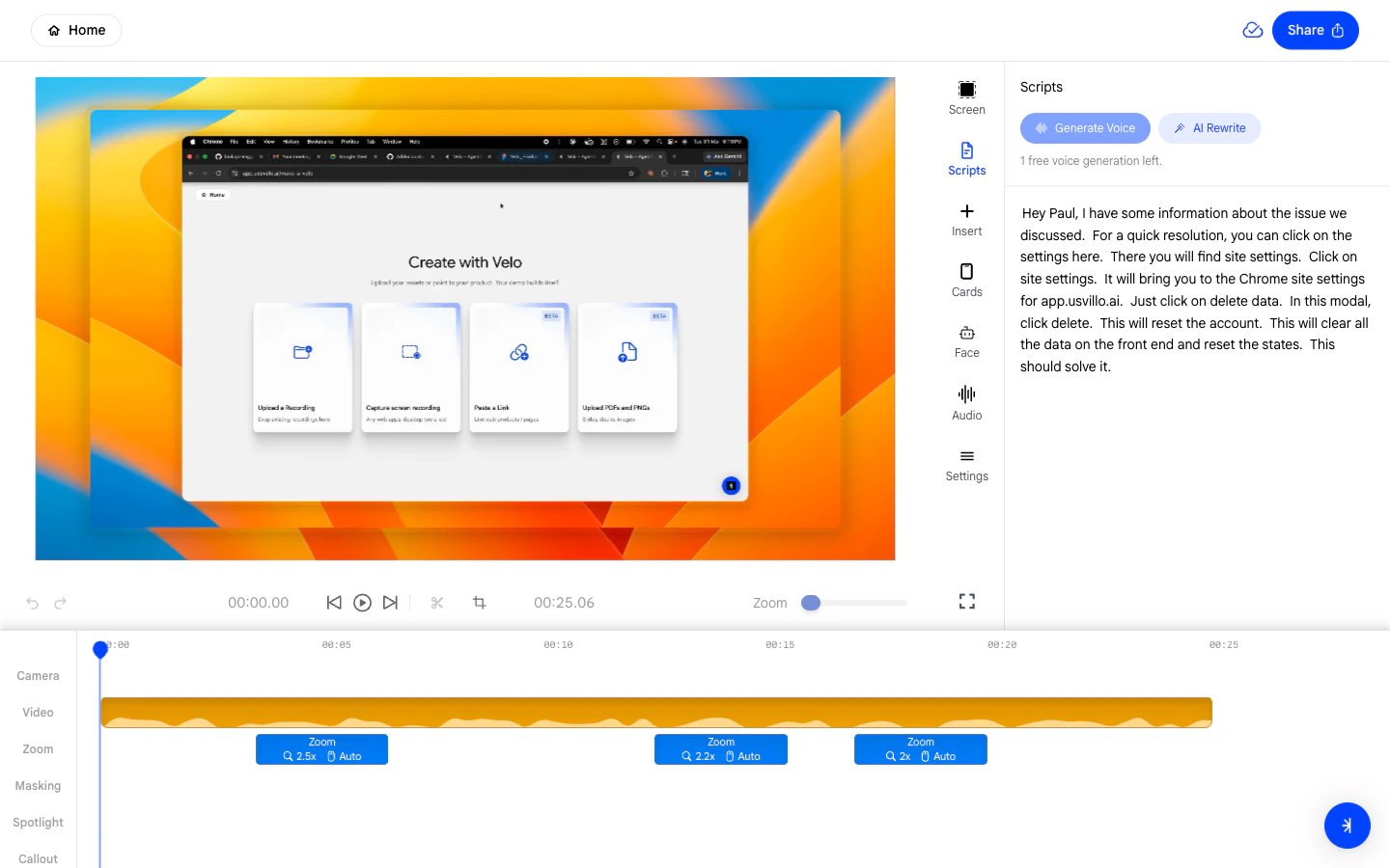 Script review in editor Scripts panel