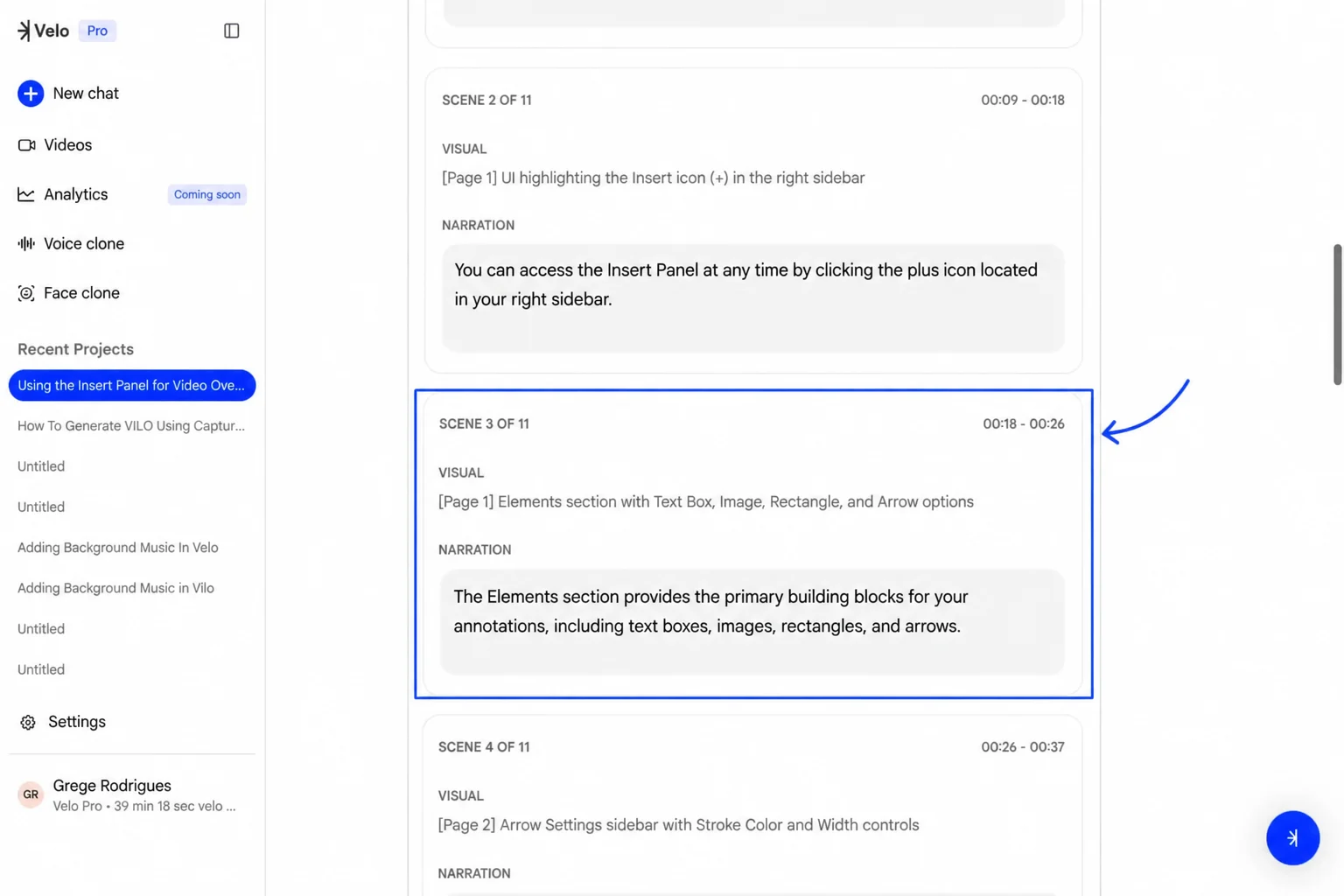 Script editor interface