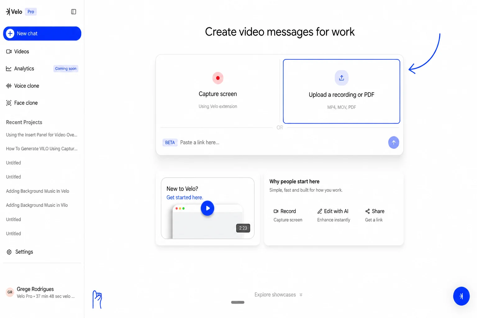 Velo dashboard