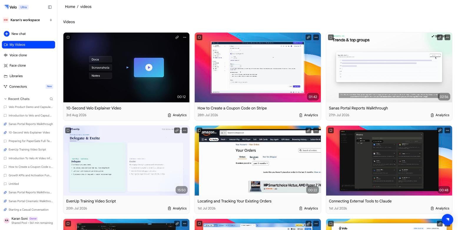 My Videos list
