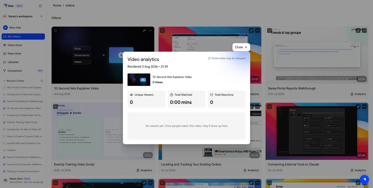 Video analytics modal