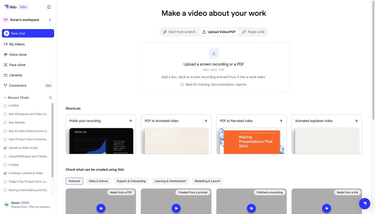 Upload selection screen