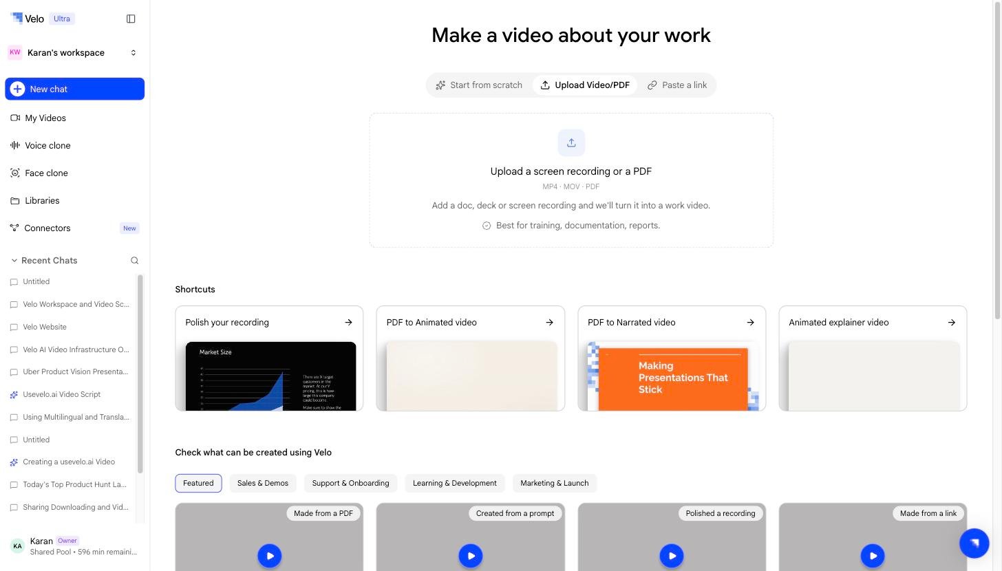 Upload selection screen