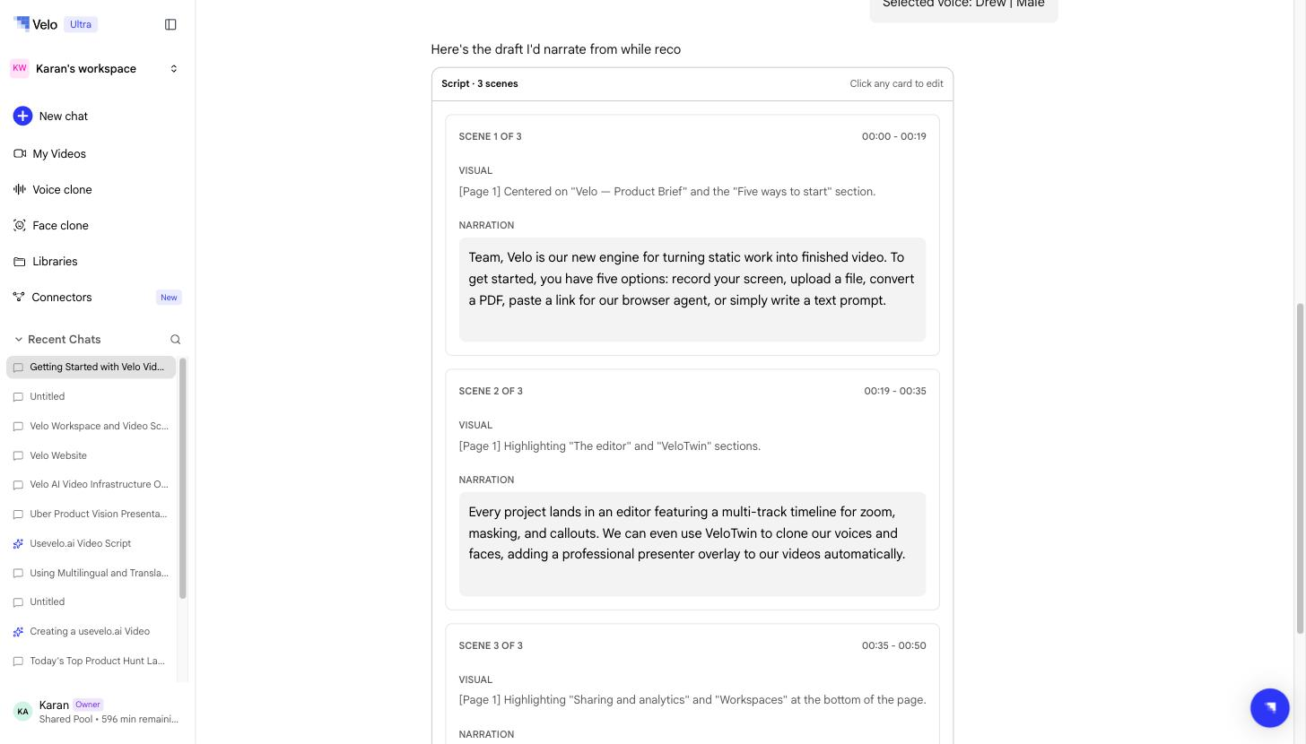 Script editor interface