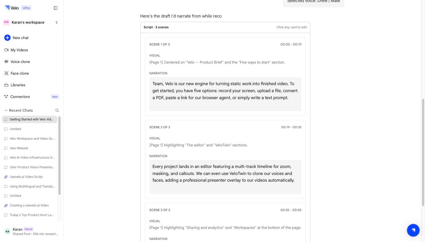 Script editor interface