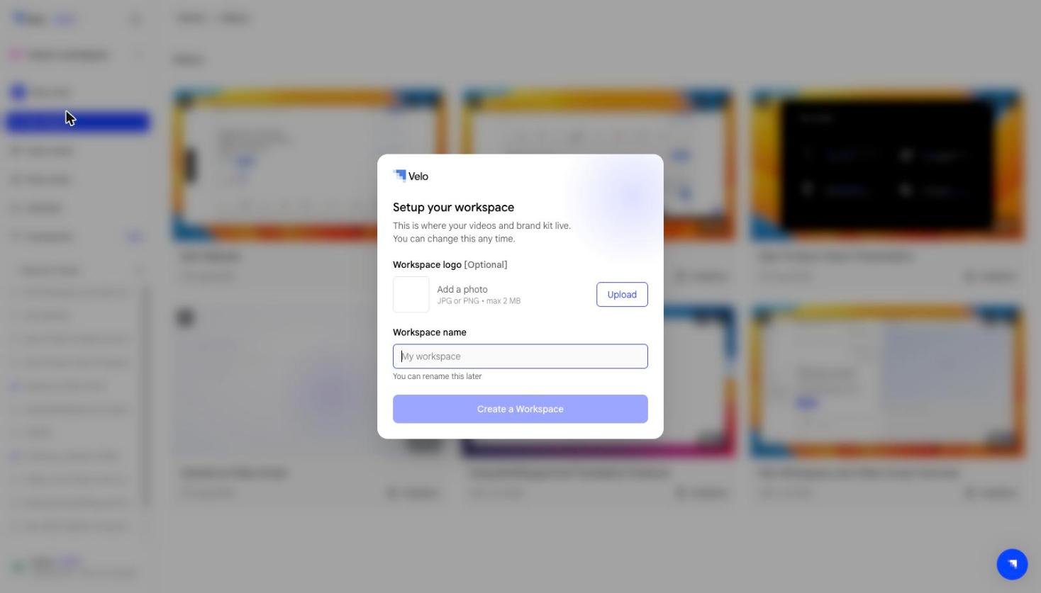 Set up your workspace dialog