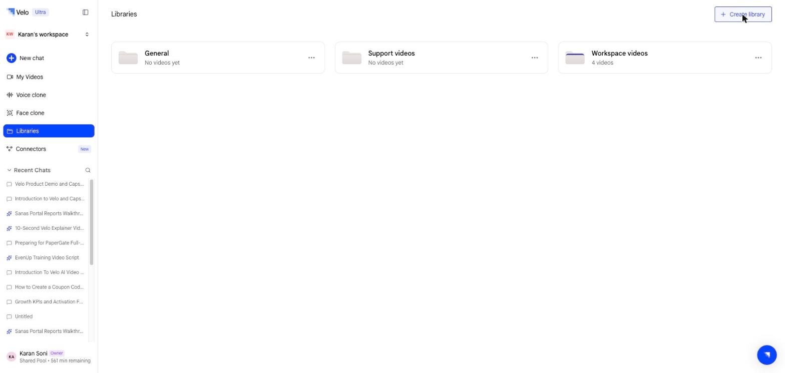Libraries page showing each library and its video count
