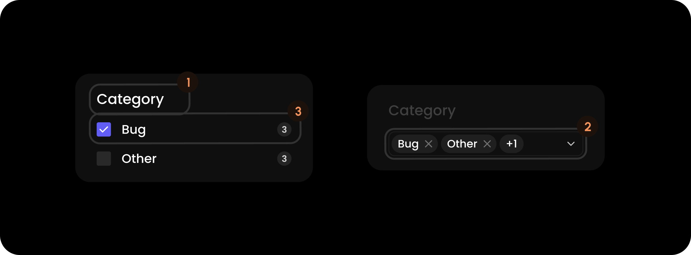 Category filter component in the comments sidebar panel filter