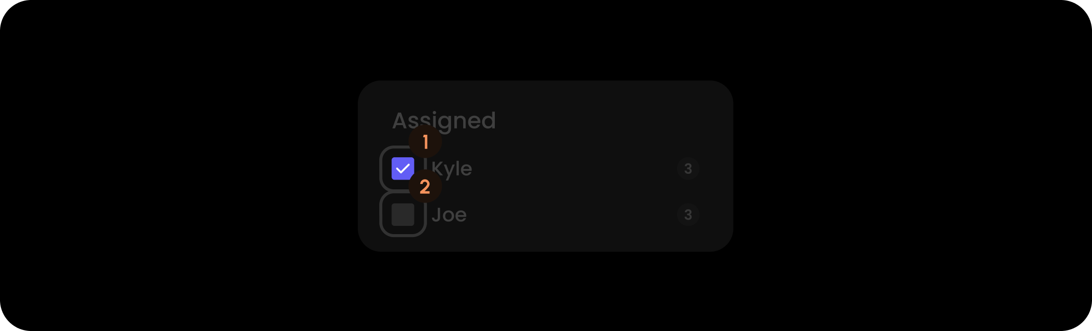 Checkbox component within the assigned filter item