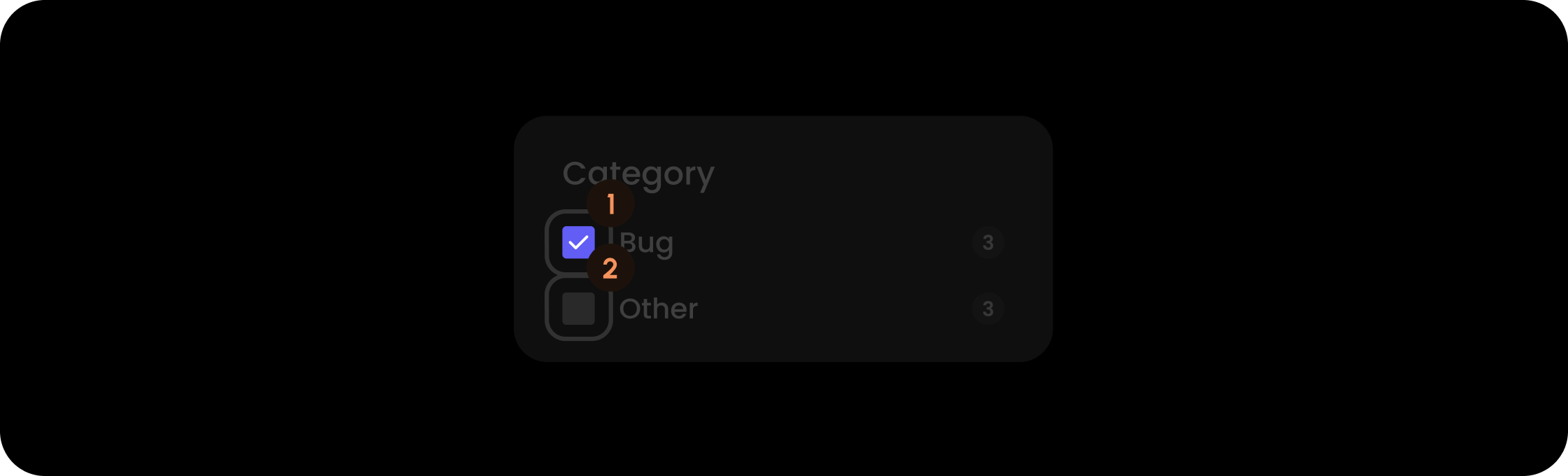 Checkbox component within the category filter item