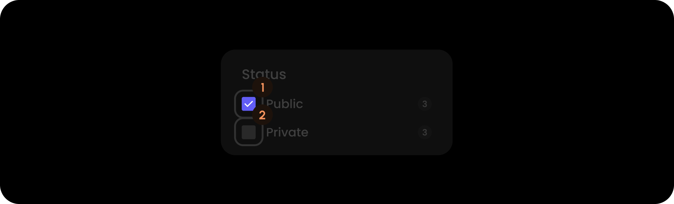 Checkbox component within the commentType filter item