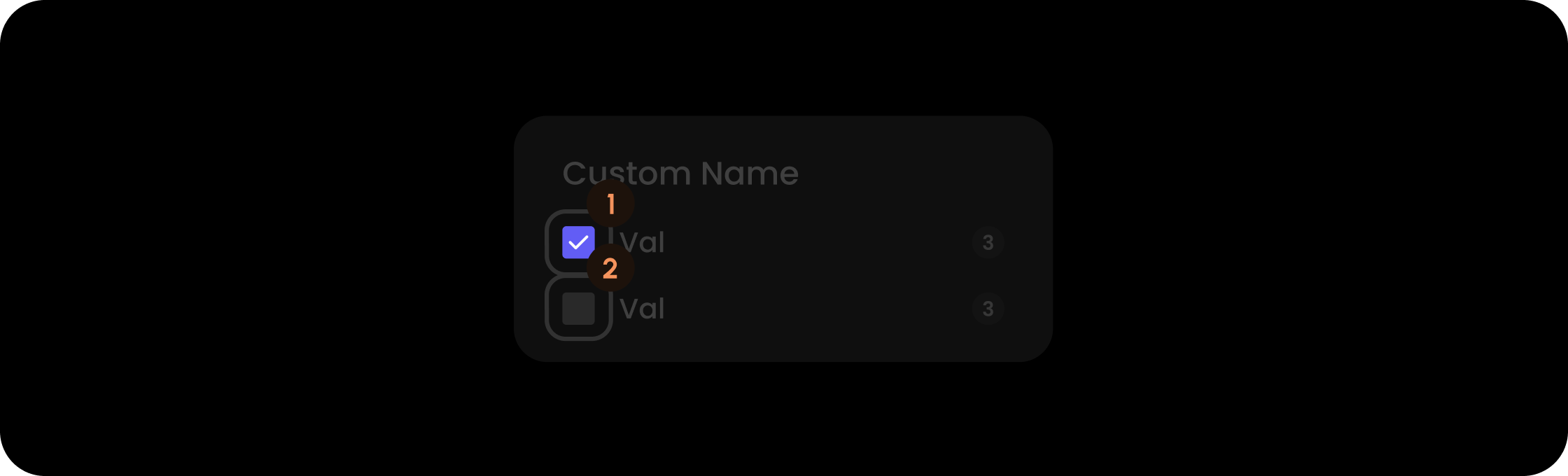 Checkbox component within the custom filter item