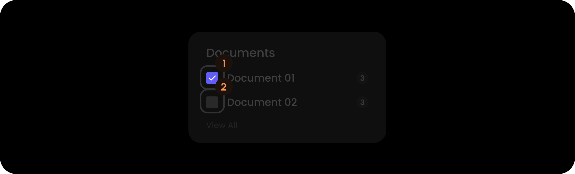 Checkbox component within the document filter item