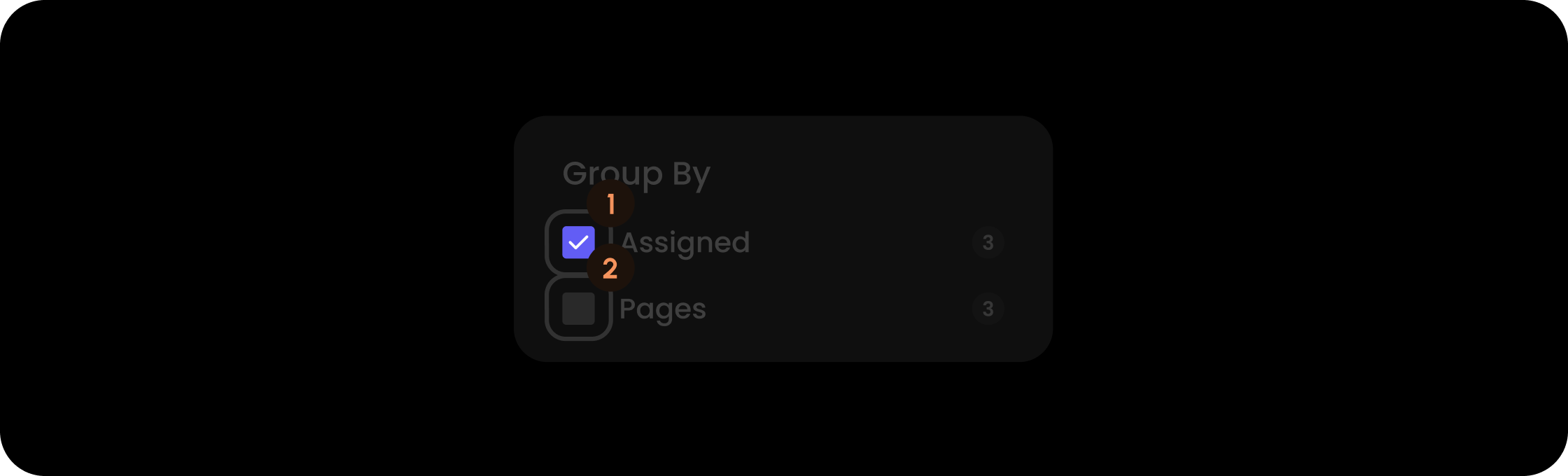 Checkbox component within the groupBy filter item