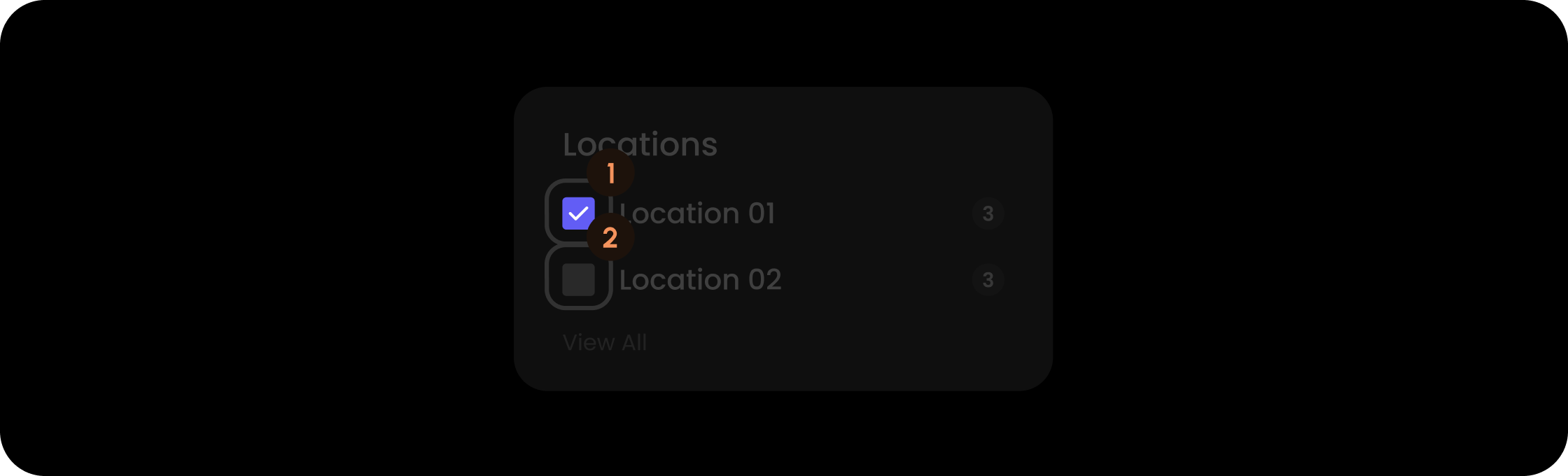 Checkbox component within the location filter item