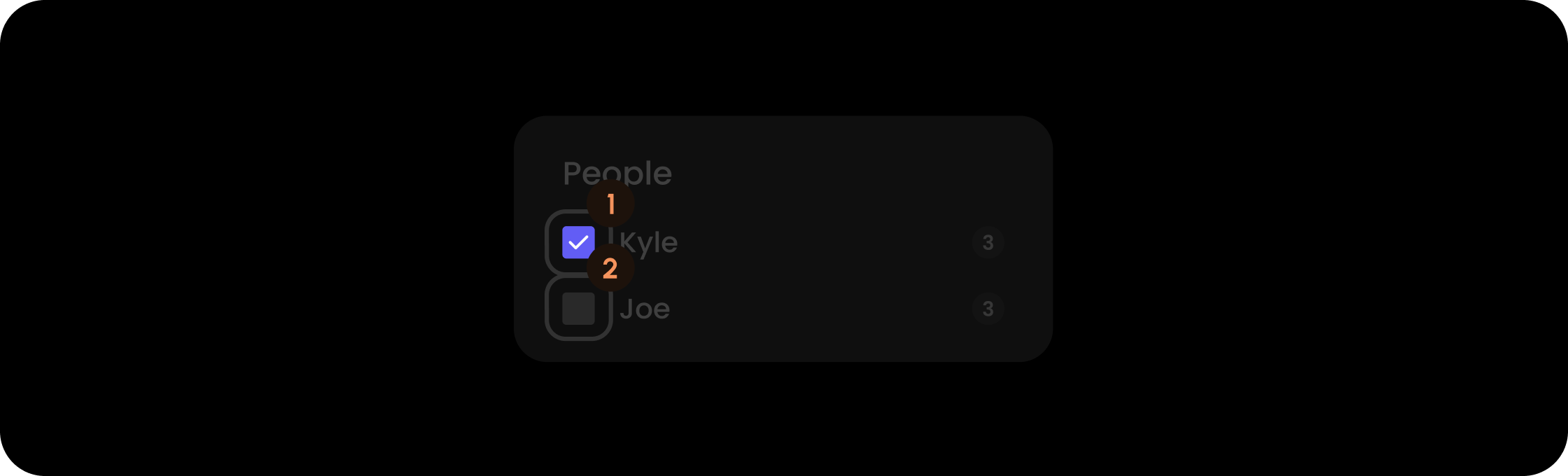 People filter component in the comments sidebar panel filter